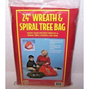 St. Nicks 24" Holiday Christmas Wreath Tree Storage Bag Red Spiral Organize